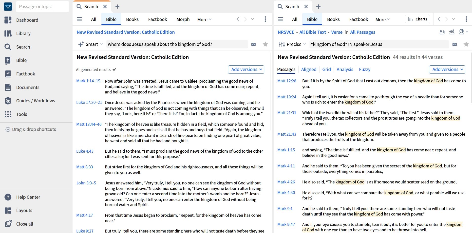 Sample Verbum Search Results