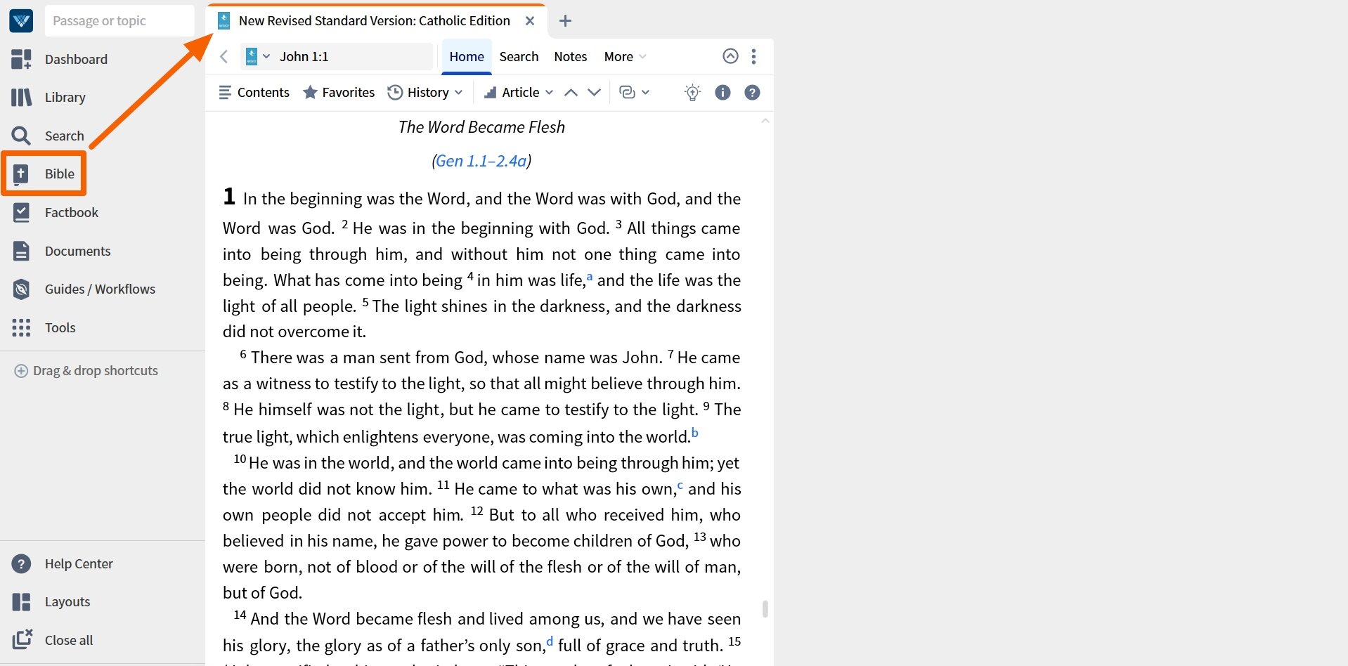Opening A Bible In Verbum