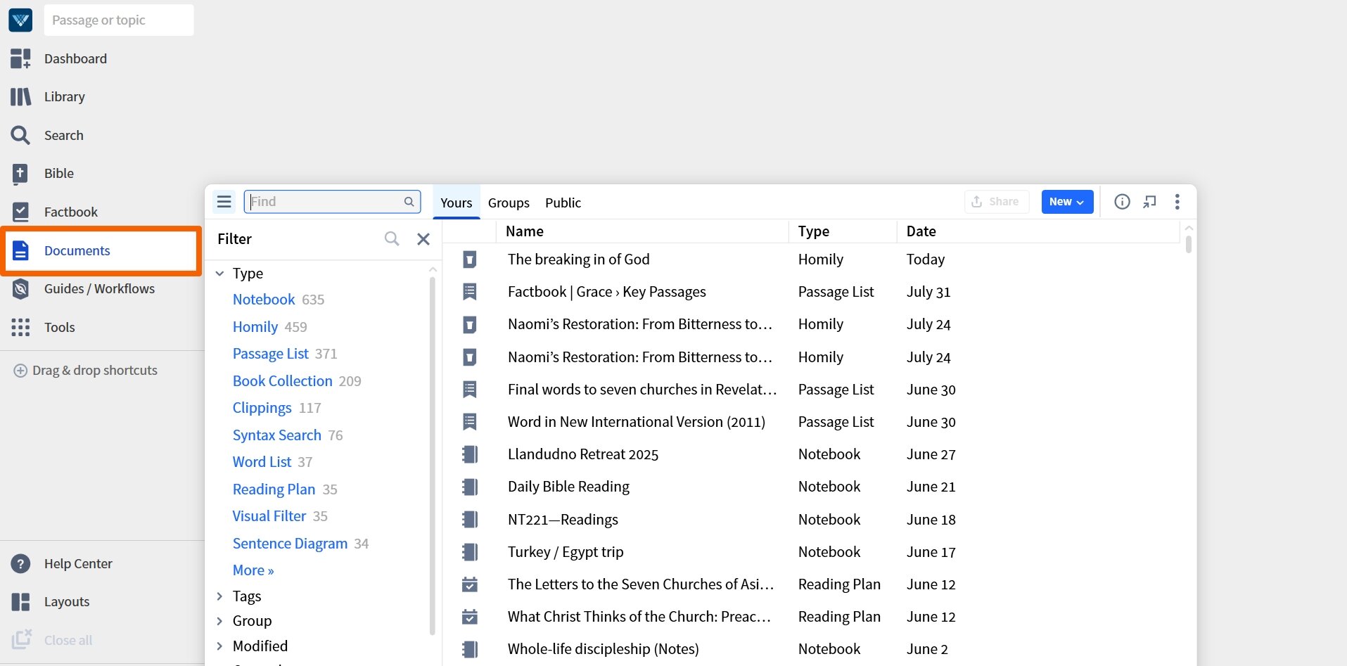 Using Verbum Documents