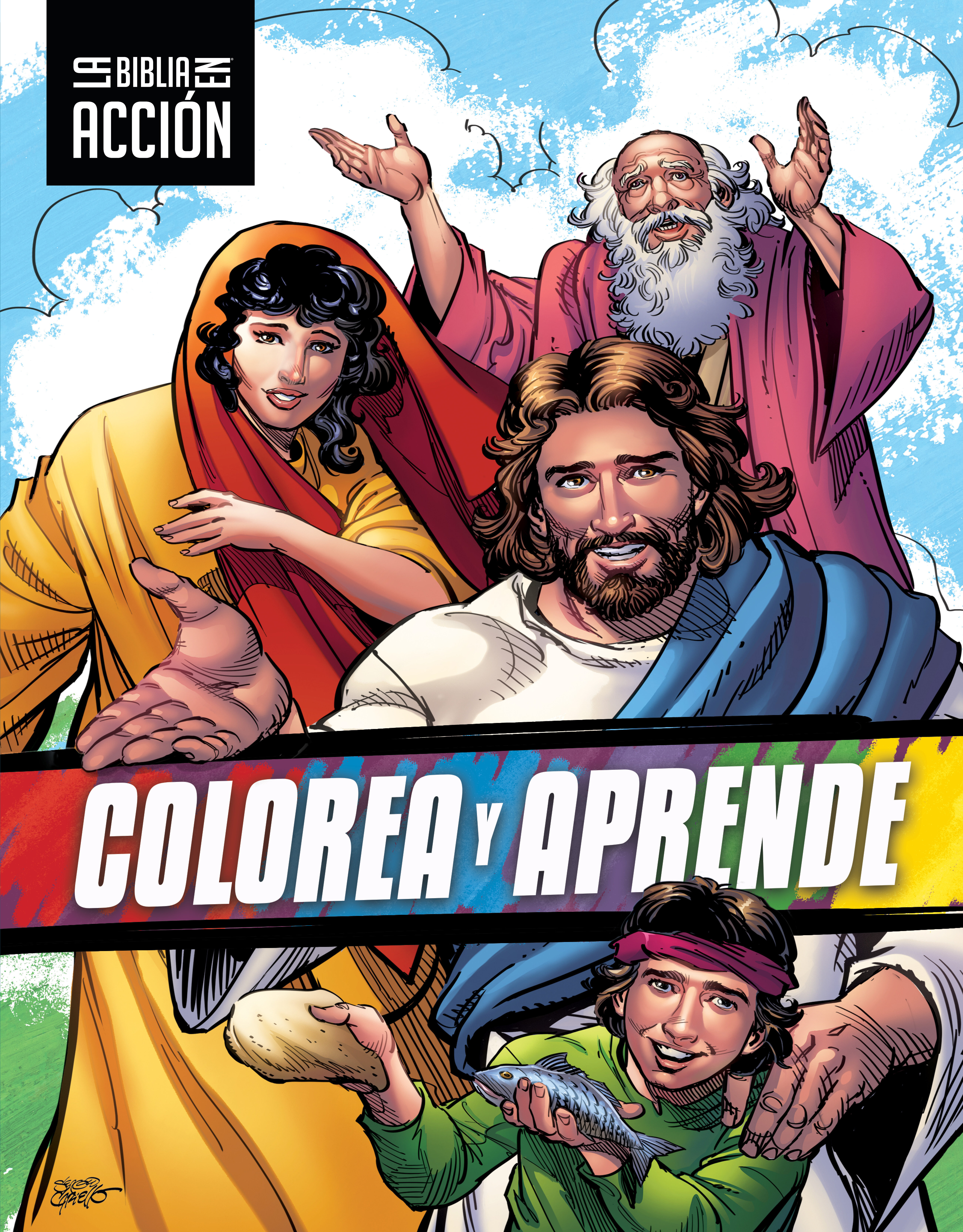 La Biblia en acción: Colorea y aprende (The Action Bible: Color and Learn) (Spanish)