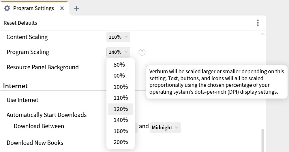 Specify Verbum Program Scaling