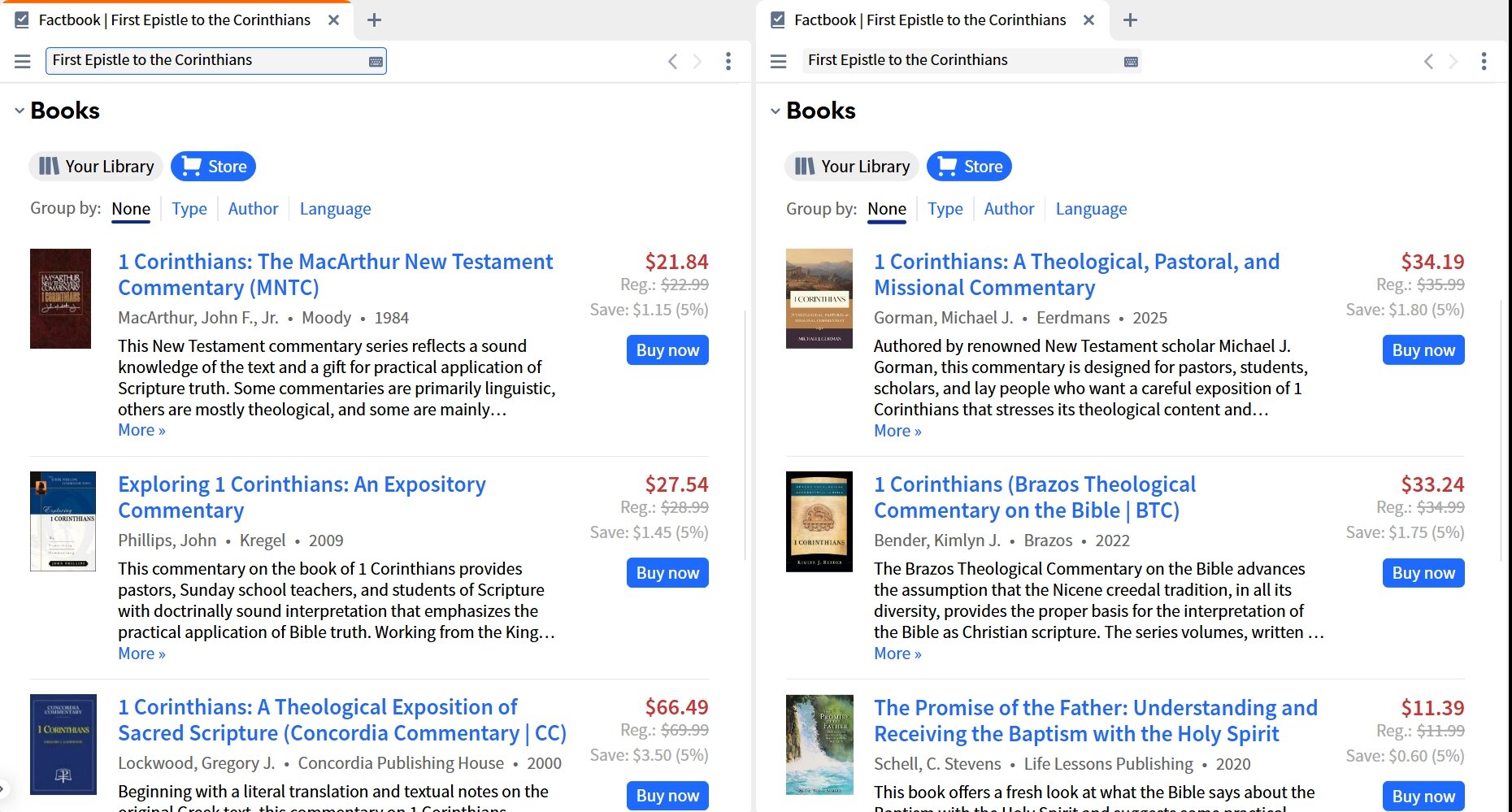 Factbook - Books Section Store Tab Different Lenses