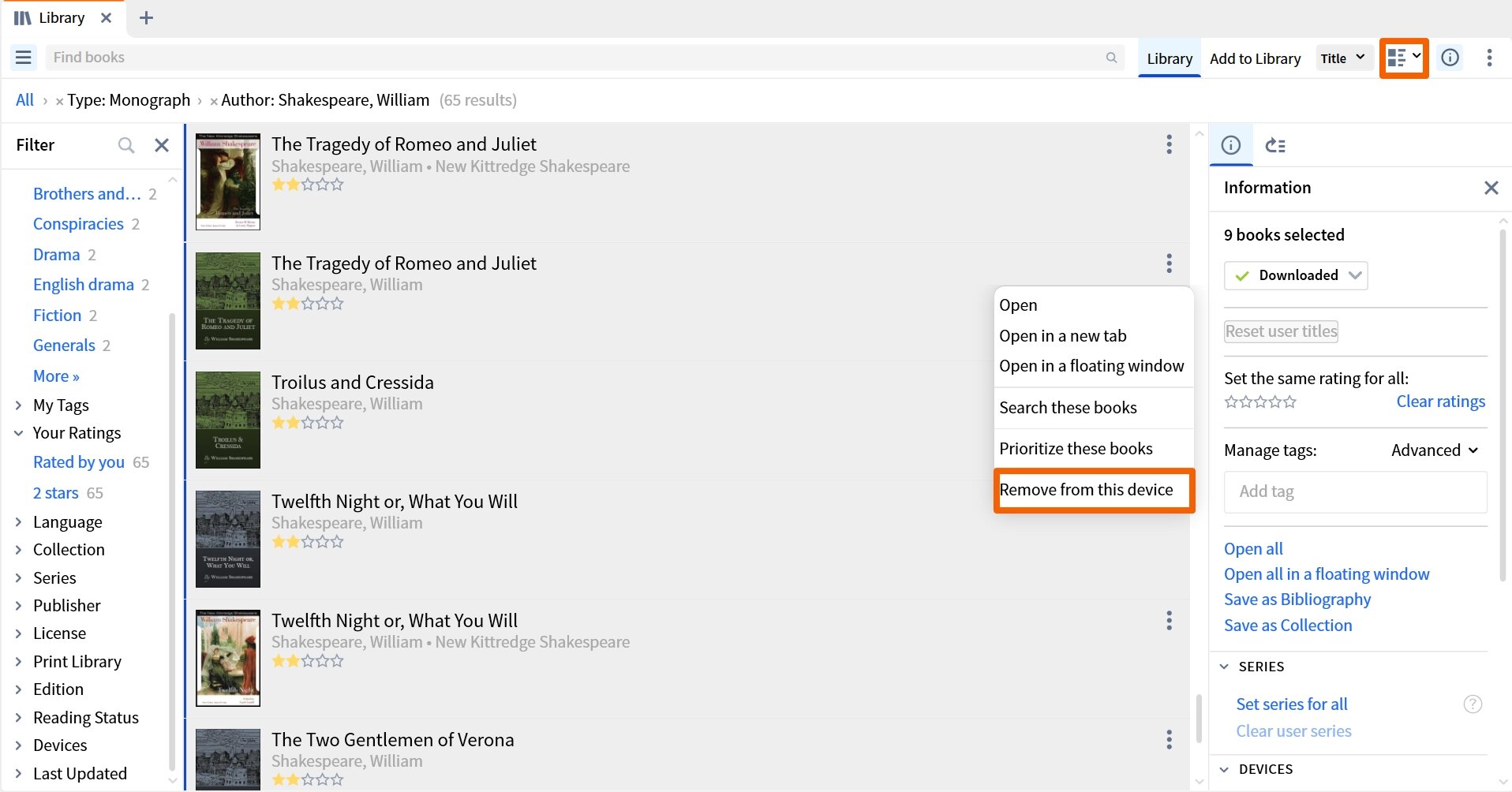 Use Action Menu To Remove From Device