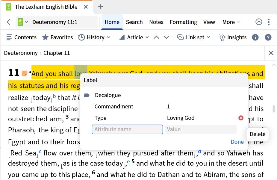 Editing Highlight Label