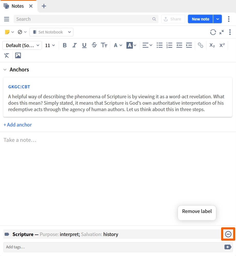Delete Label In Note
