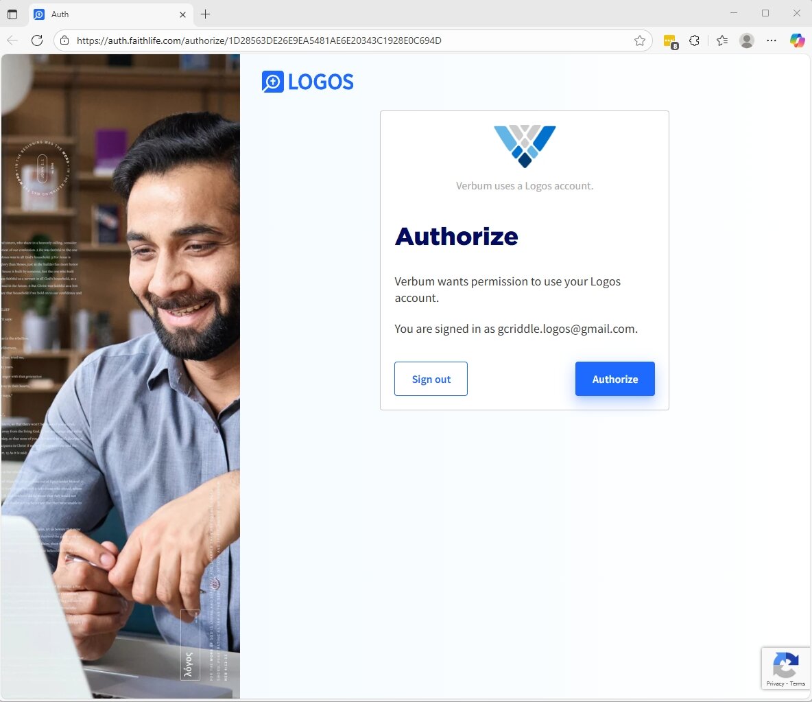 Verbum Windows Auth Window