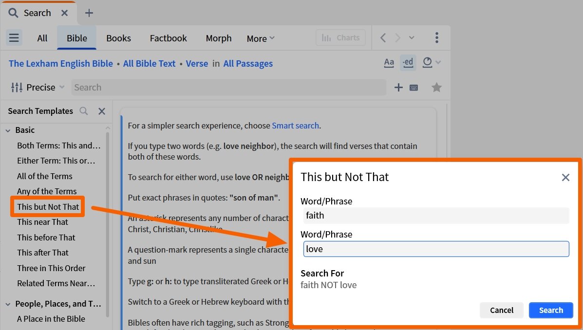 Using The NOT Operator Via Search Template