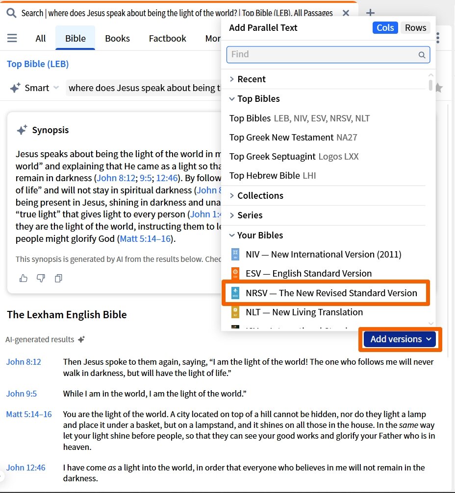 Smart Bible Search - Add Additional Versions (Desktop)