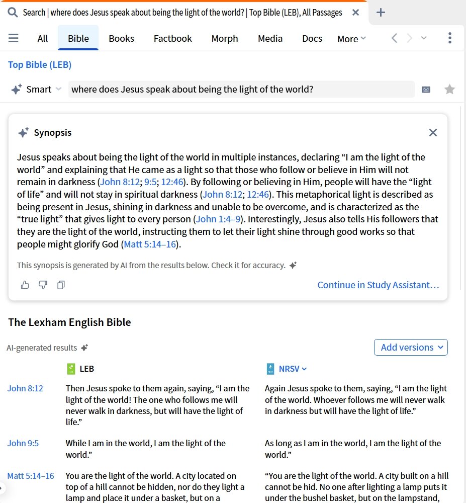 Smart Bible Search - Showing Additional Versions (Desktop)