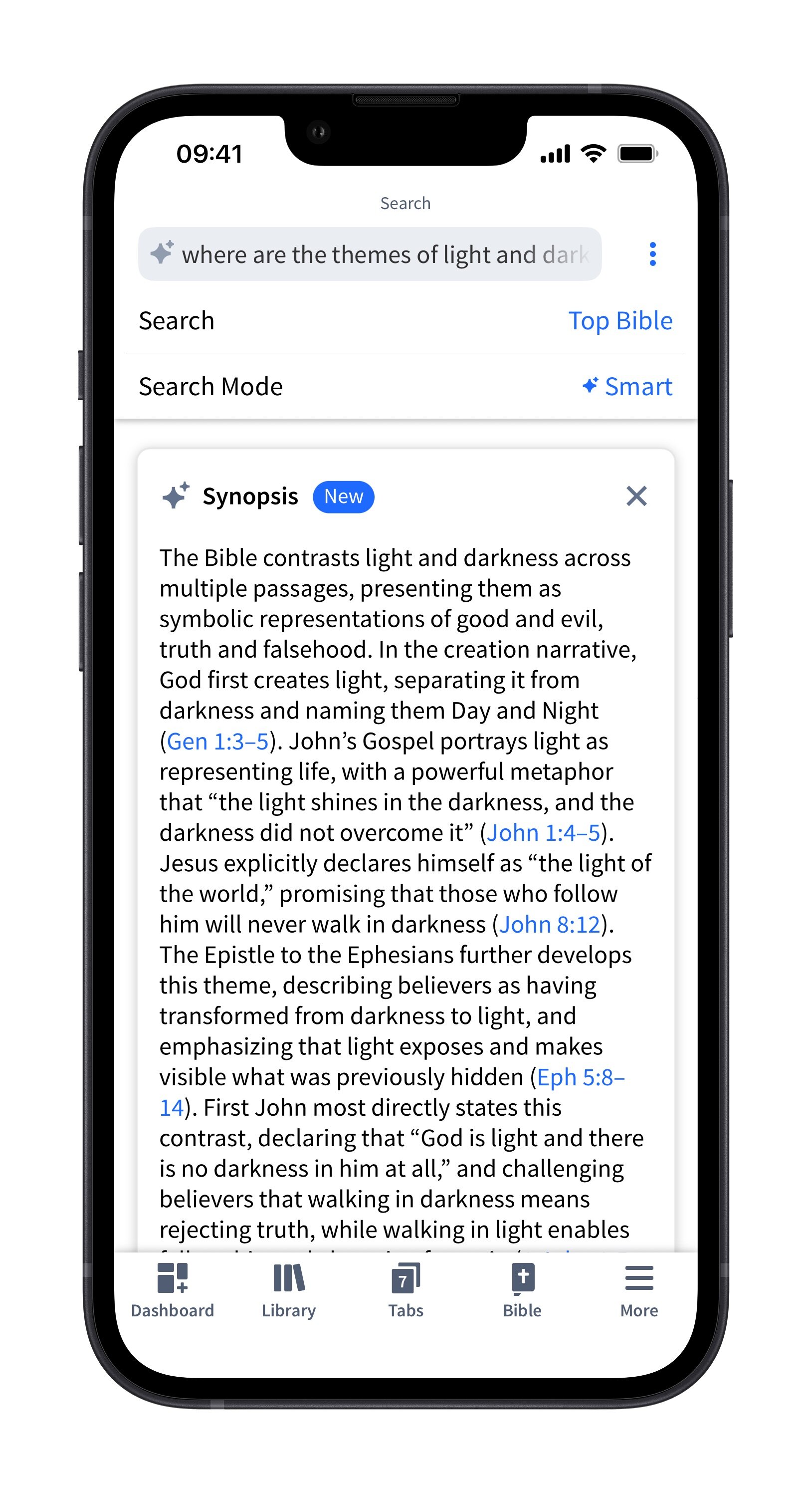 Bible Smart Search Light And Dark Synopsis (Mobile)