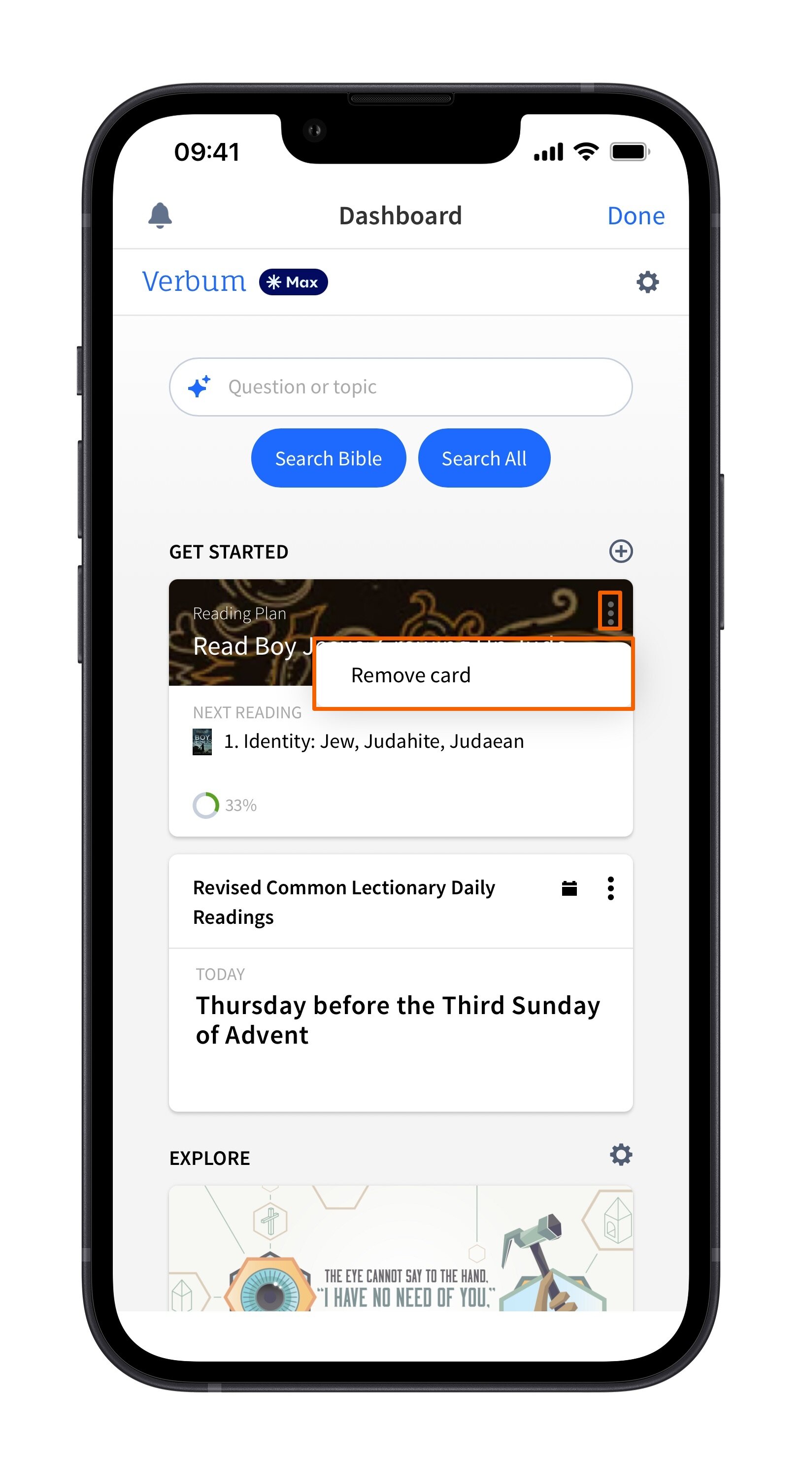 Show Verbum Remove Card Option