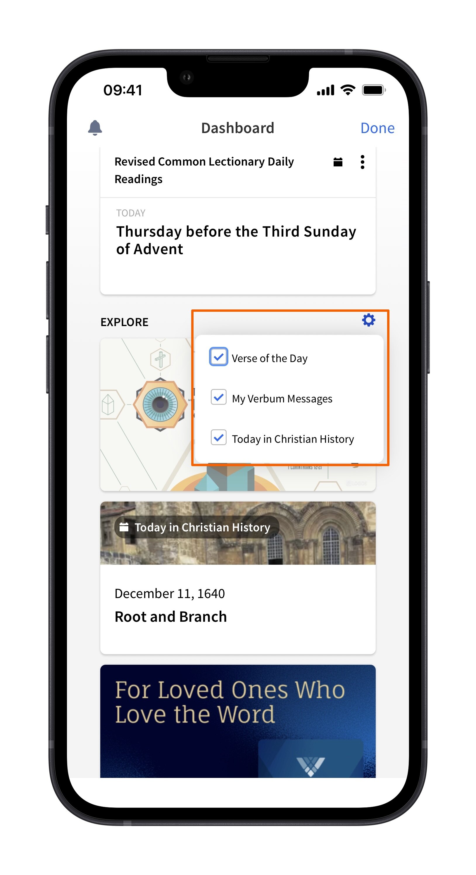 Configure Verbum Explore Section
