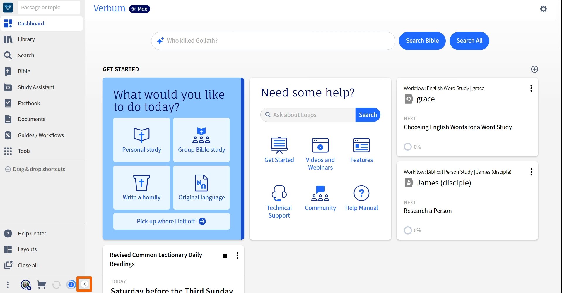 Toggle Verbum Wide And Narrow Toolbar