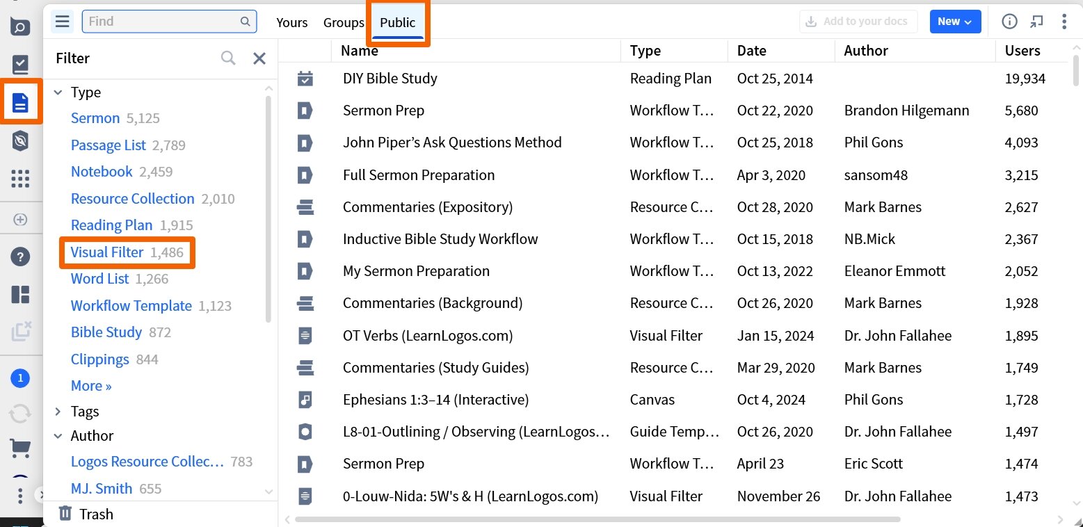 Filter Public Docs By Visual Filters