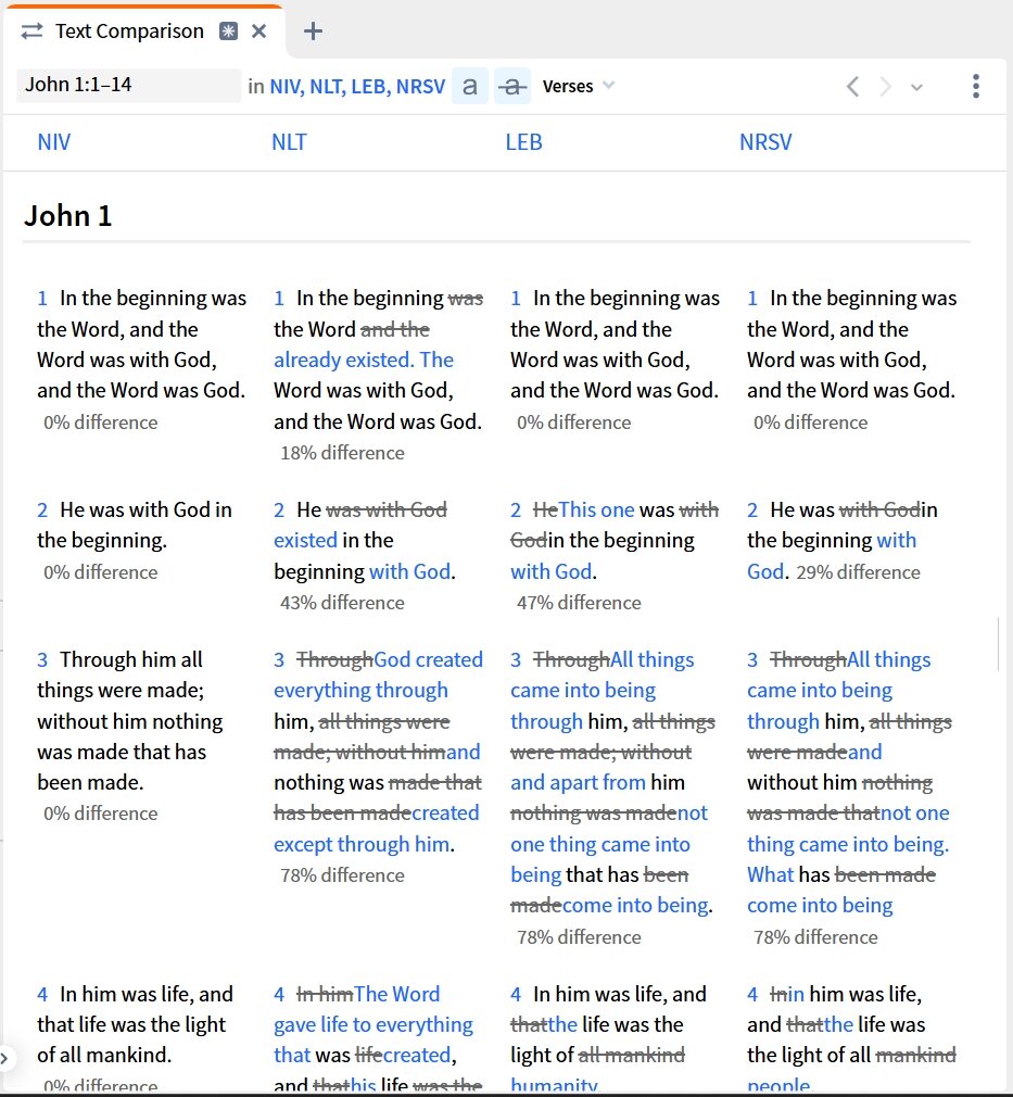 Text Comparison Differences