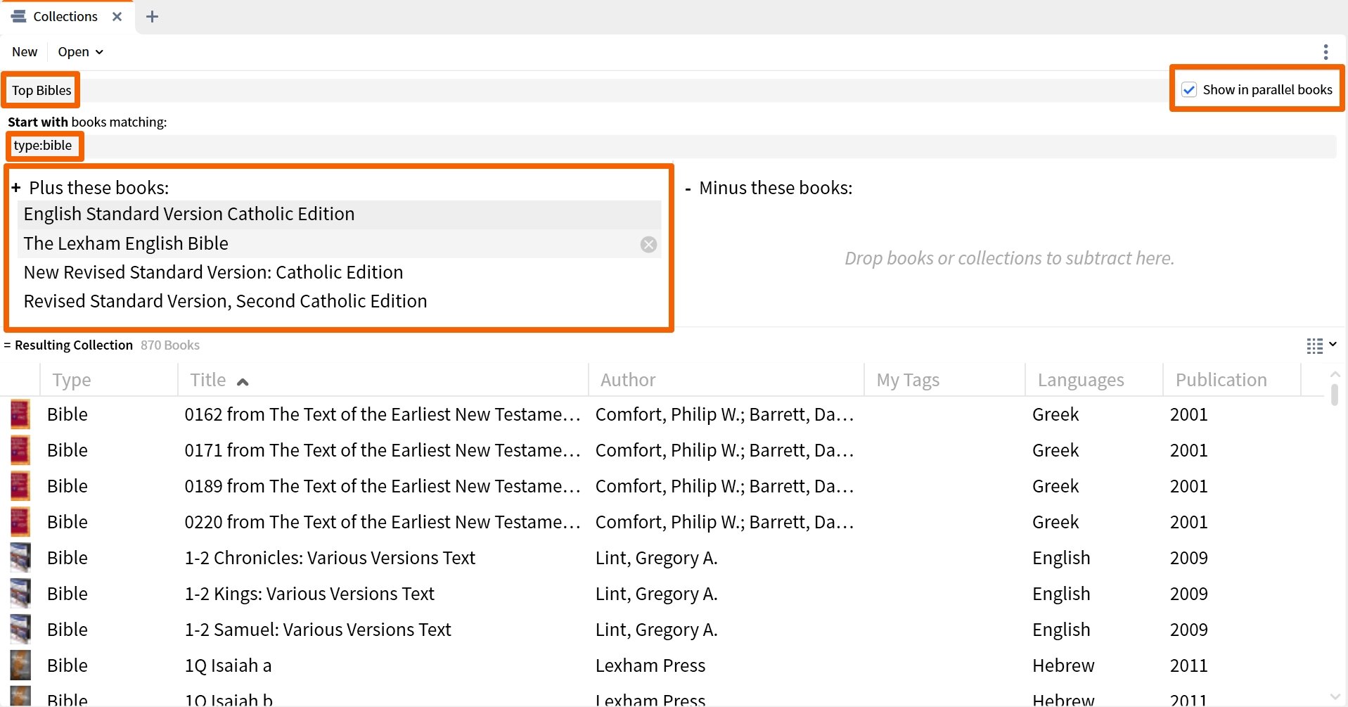 Create Top Bibles Collection