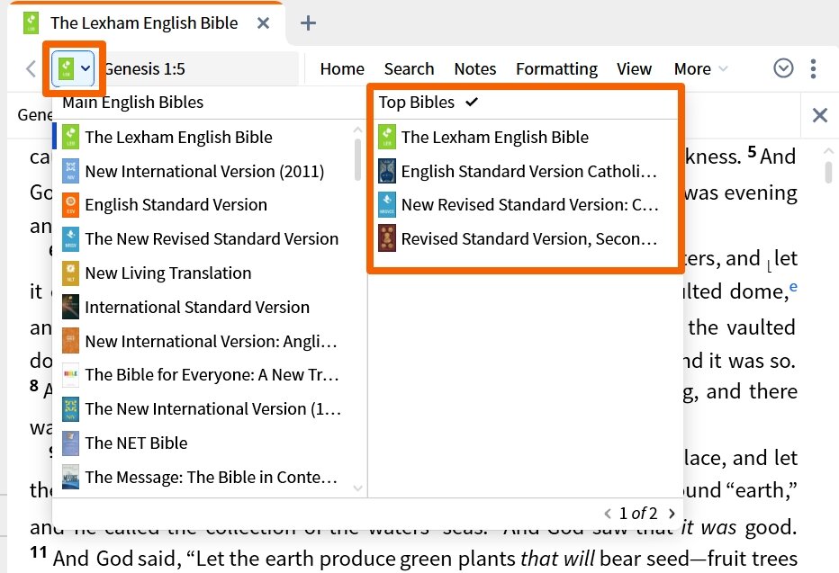 Select Top Bibles Parallel Resource Set