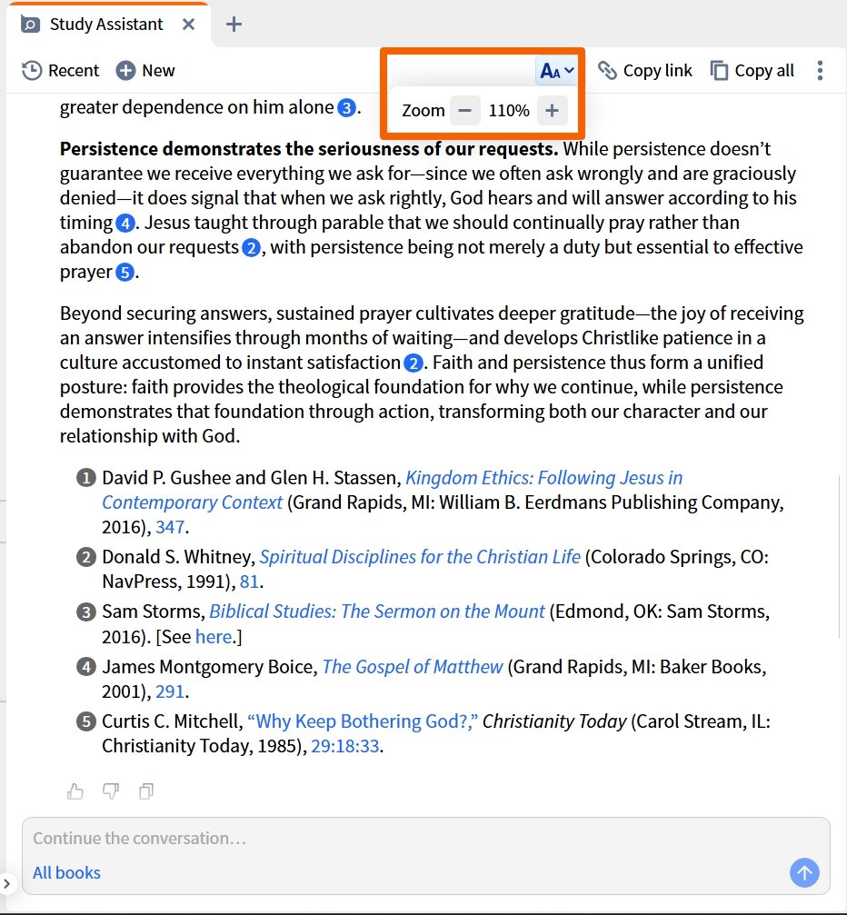 Select Zoom Options For Study Assistant