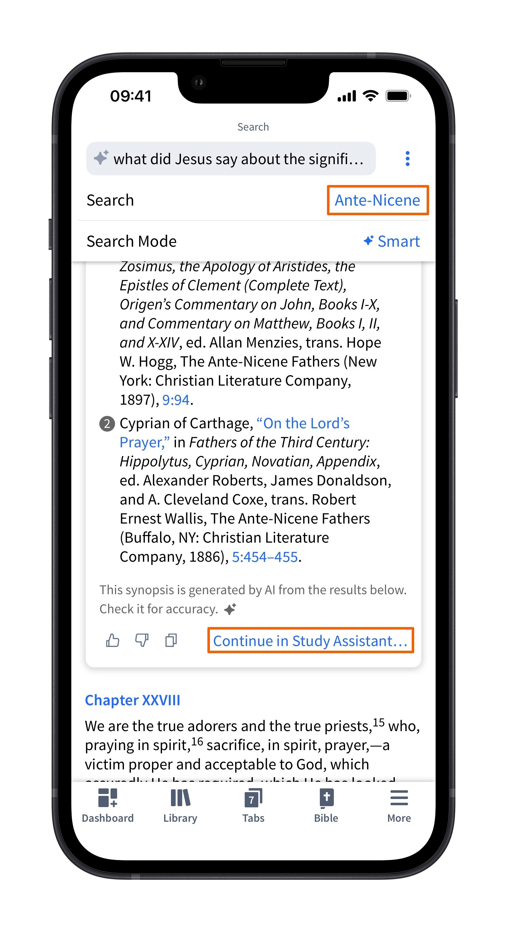 Access Study Assistant From Smart Search Synopsis (Mobile)