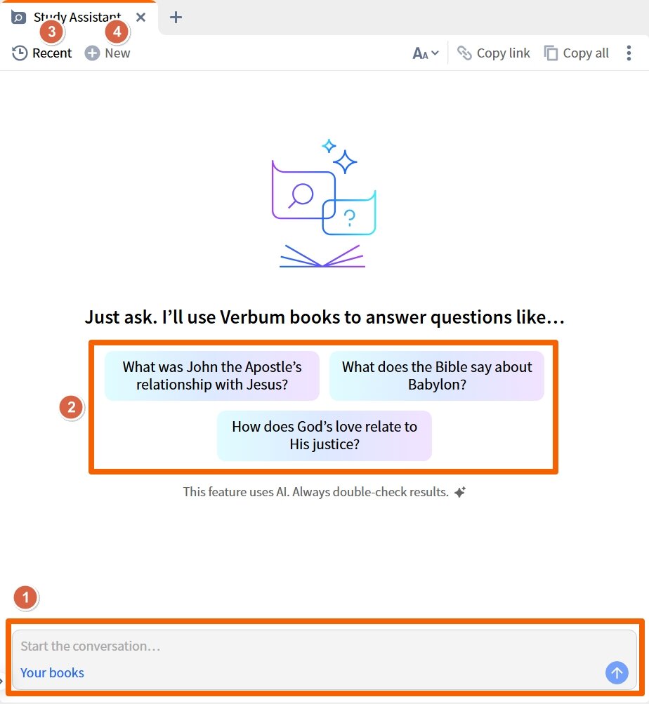 Options For Having A Conversation With The Verbum Study Assistant (Desktop)