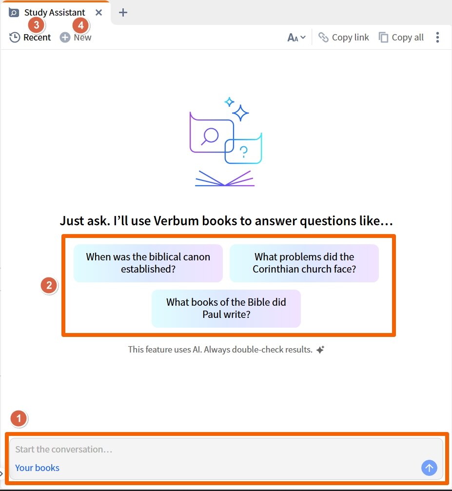 Initial Verbum Study Assistant Screen (Desktop)