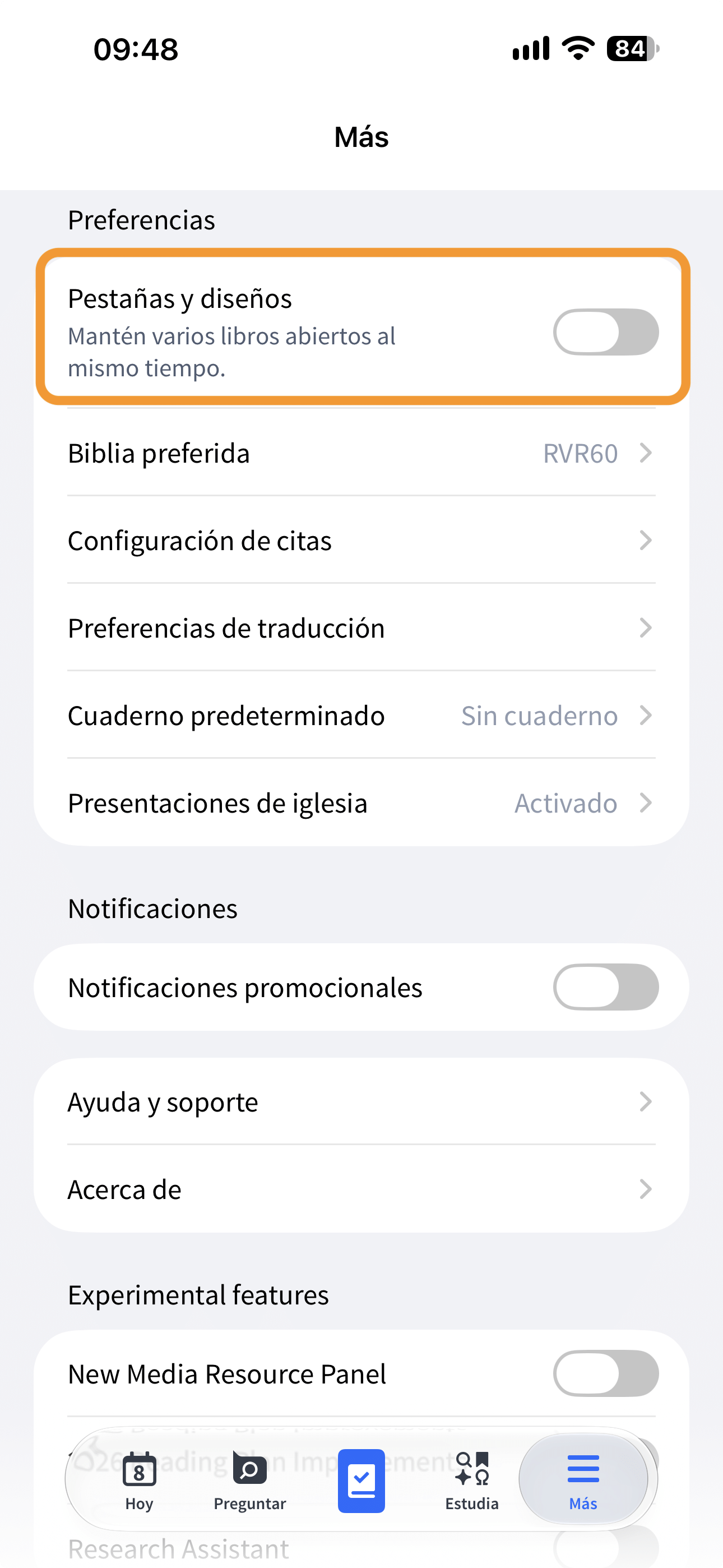 Ajusta las pestañas y los diseños en la aplicación móvil de Logos