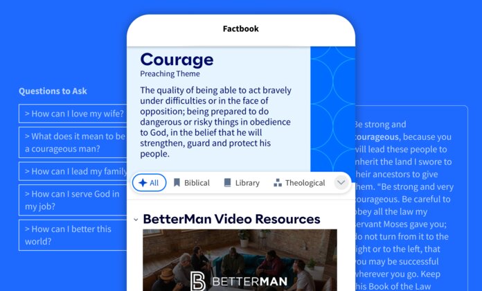mobile phone with a Logos search on courage