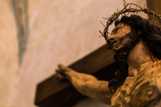 Jesus on the Cross with crown of thorns