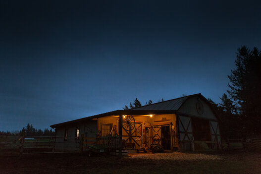 Cabin at night