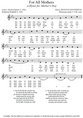 For All Mothers Hymn