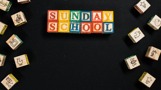 Children's building blocks spelling sunday school