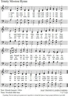 Trinity Misson Hymn - Welcome Bulletin Image