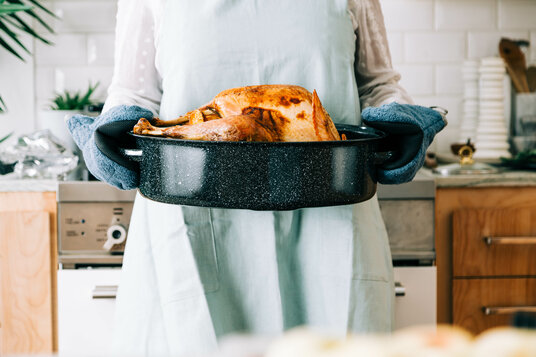 Woman Holding Thanksgiving Turkey