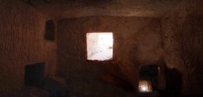 The upper chamber of the tomb, facing the