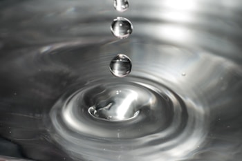 Water drop splash in a grey coloured dish