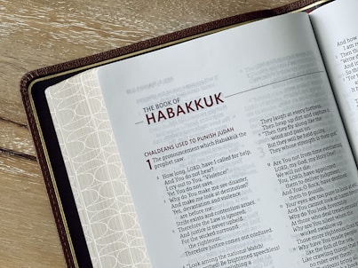 A Bible open to Habakkuk.