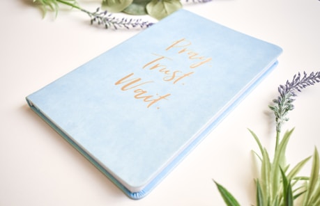 Blue journal book with flowers