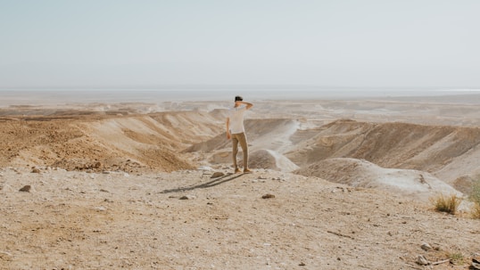 Looking out over the Negev desert towards the Dead Sea.