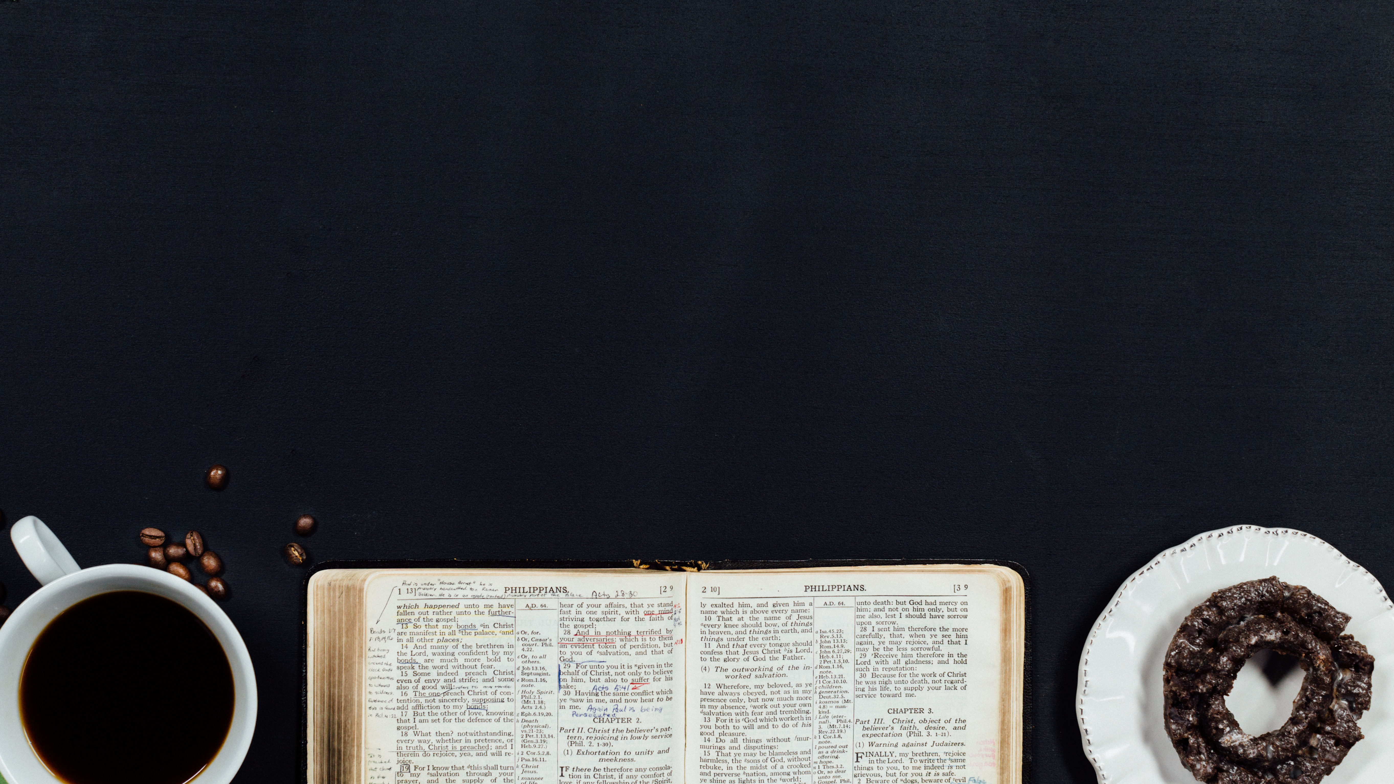 Coffee, Bible and donut