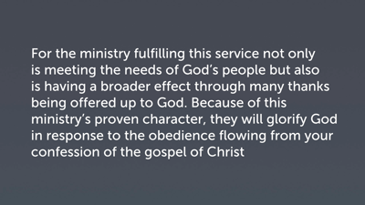 The Impact of Righteous Giving (2 Cor 9:12–15)