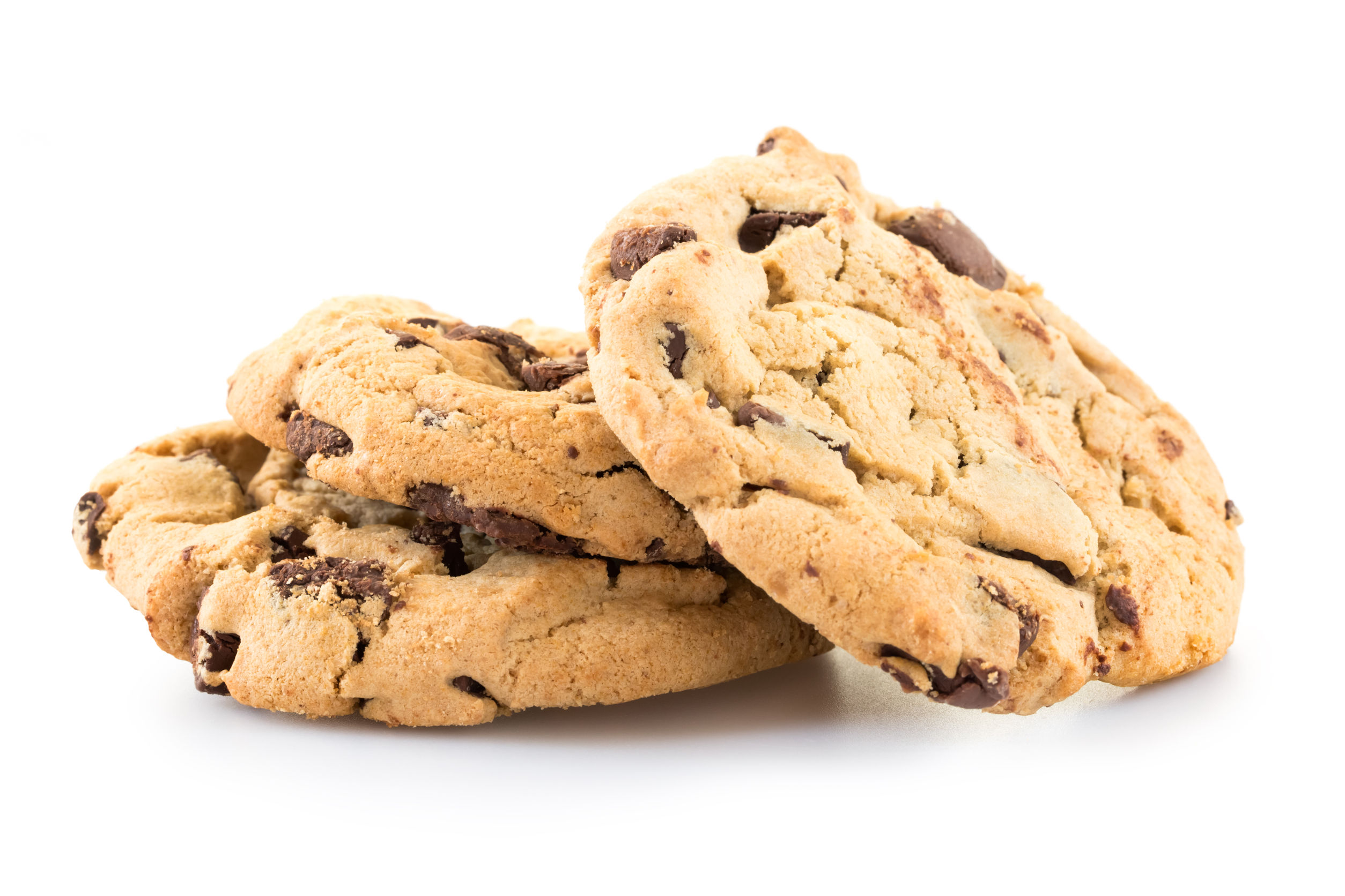 41924271 - chocolate chip cookies isolated on white background.