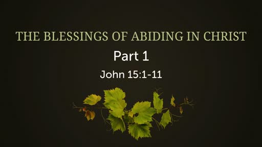 The Blessings of Abiding in Christ, Part 1