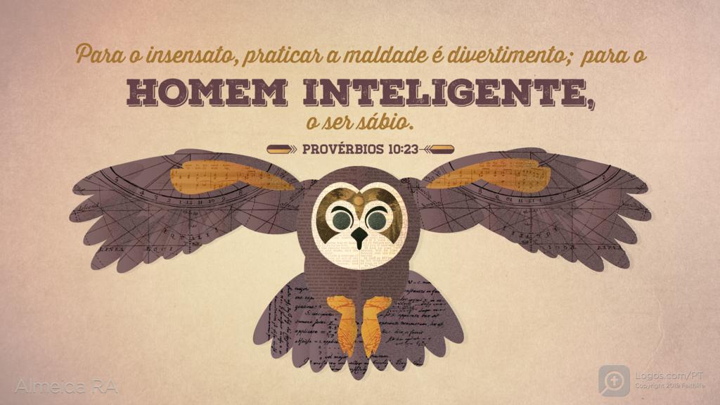 Provérbios 10.23: Para o insensato, praticar a maldade é divertimento; para o homem inteligente, O SER SÁBIO.