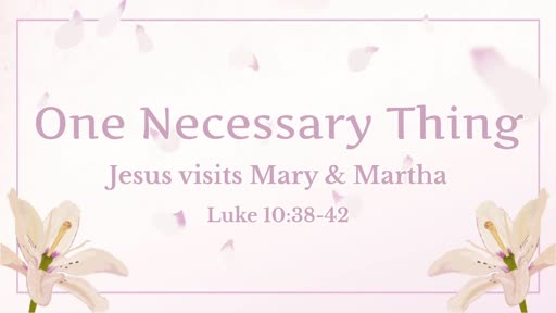 Luke 10:38-42 - One Necessary Thing