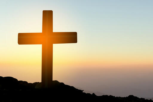 Concept Conceptual Yellow Cross Religion Symbol Silhouette Nature Sunset Sunrise Sky 2379-418