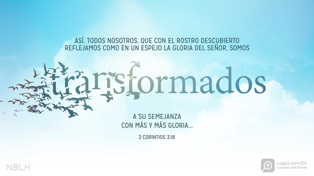 2 Corintios 3:18: Así, todos nosotros, que con el rostro descubierto reflejamos como en un espejo la gloria del Señor, somos transformados a su semejanza con más y más gloria…