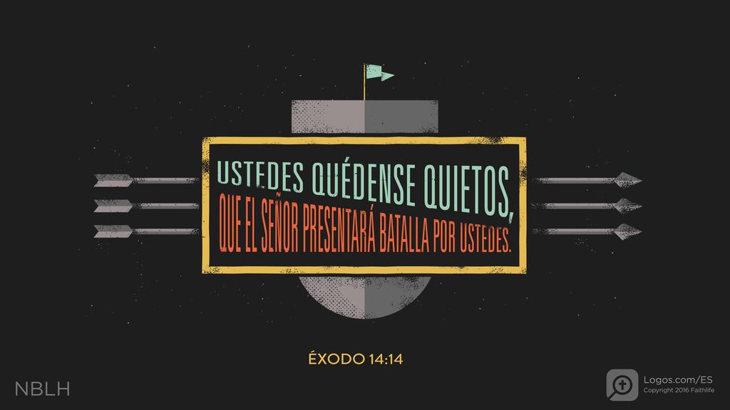 Éxodo 14:14: USTEDES QUÉDENSE QUIETOS, QUE EL SEÑOR PRESENTARÁ BATALLA POR USTEDES.