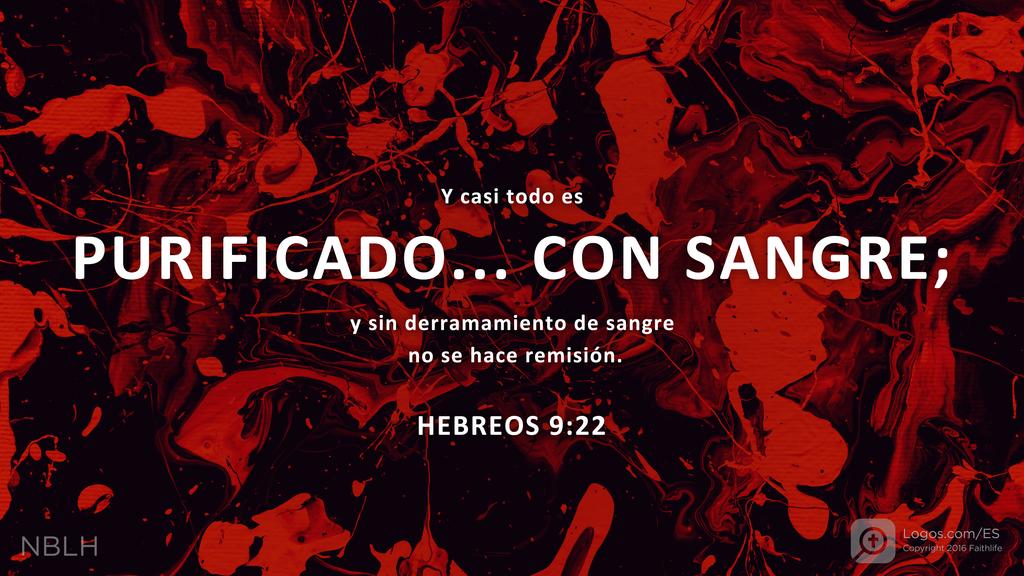 Hebreos 9:22: De hecho, la ley exige que casi todo sea purificado con sangre, pues sin derramamiento de sangre no hay perdón.