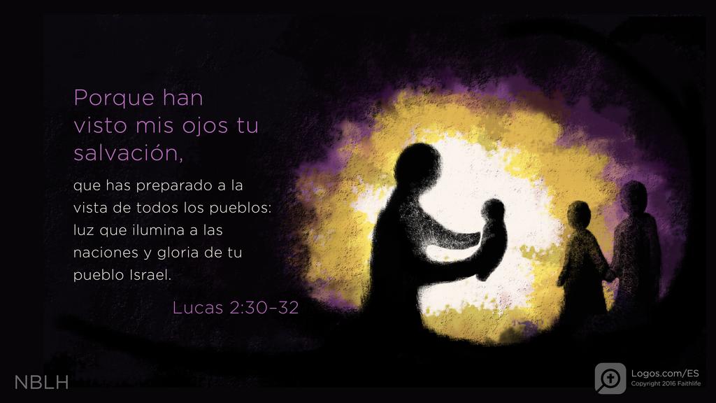 Lucas 2:30–32: Porque han visto mis ojos tu salvación, que has preparado a la vista de todos los pueblos: luz que ilumina a las naciones y gloria de tu pueblo Israel.»