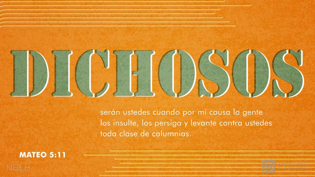 Mateo 5:11: »Dichosos serán ustedes cuando por mi causa la gente los insulte, los persiga y levante contra ustedes toda clase de calumnias.